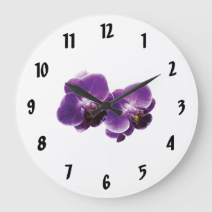 Purple Orchid Duo Large Clock