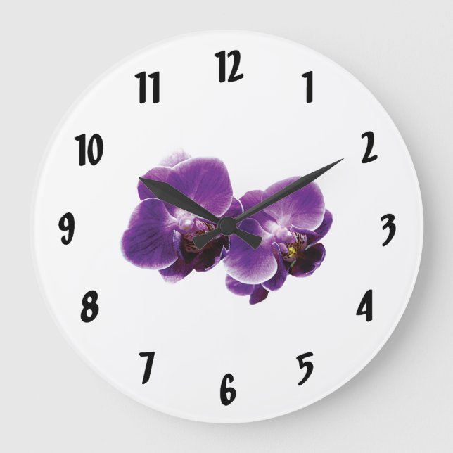 Purple Orchid Duo Large Clock (Front)