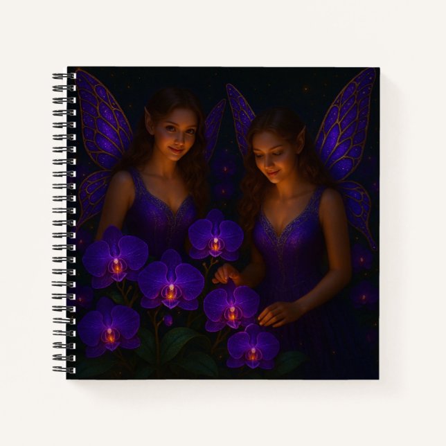 Purple Orchid Fairies Hardcover Art Journal (Front)