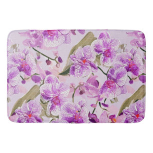 purple orchid floral pattern bath mat