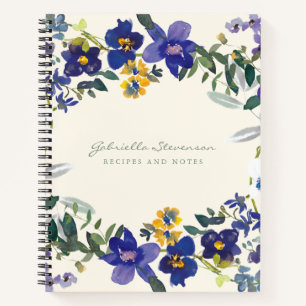 Purple Orchid Floral Wreath Personalised Recipe Notebook