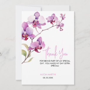 Purple Orchid Flower Blossom Birthday Thank You Card
