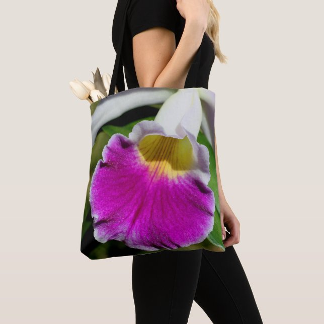 Purple Orchid Flower Centre Tote Bag (Close Up)