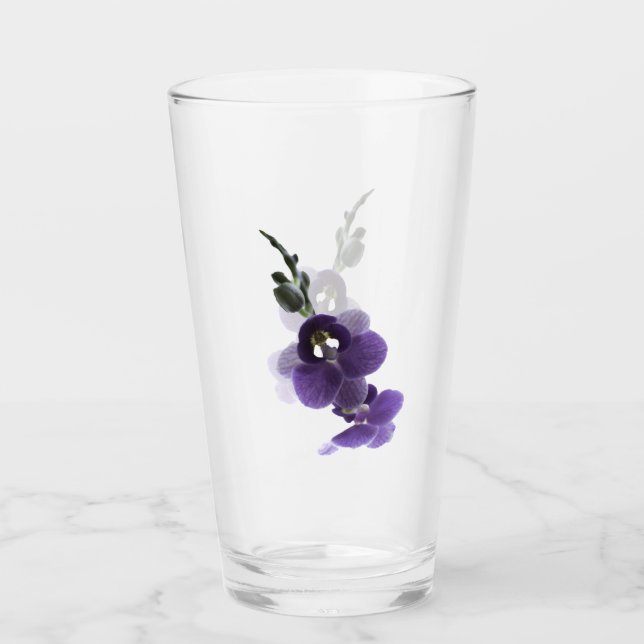 Purple orchid flower, Glass Cup (Front)