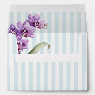 Purple Orchid Flower Green Stripes Birthday Envelope