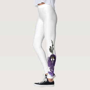 Purple orchid flower. leggings