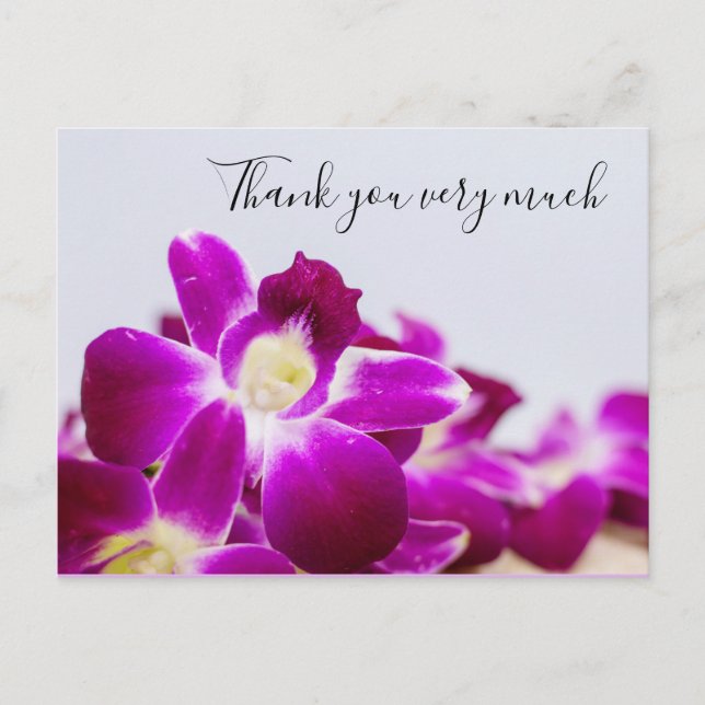 Purple orchid  flower thank you card (Front)