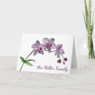 Purple Orchid Flower Watercolor Card