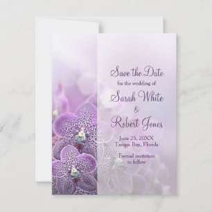 Purple Orchid Flower Wedding Save the Date