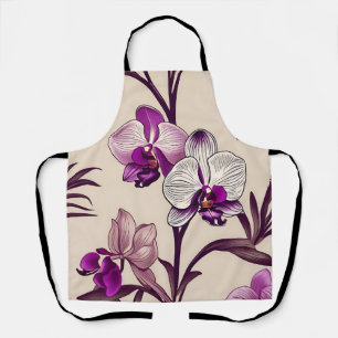 Purple Orchid Flowers Apron
