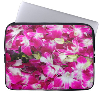 Purple orchid flowers background laptop sleeve