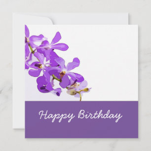 Purple orchid flowers on Birthday Card