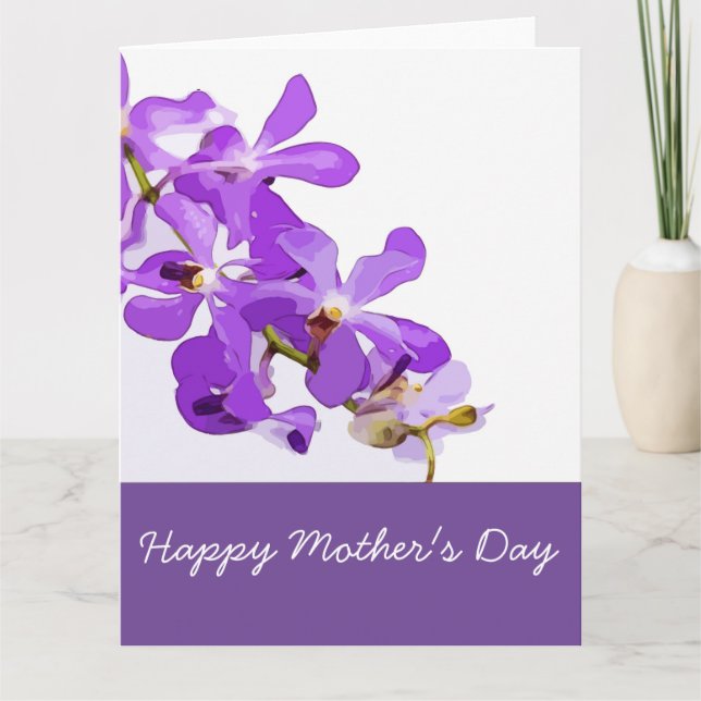 Purple orchid flowers on Mother's Day Card (Front)