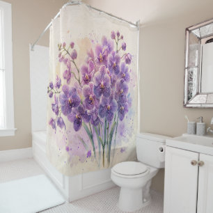 Purple Orchid Flowers Shower Curtain