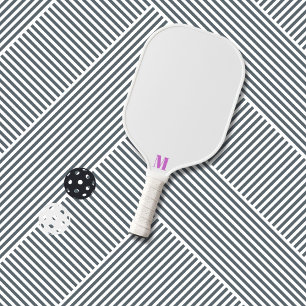 Purple Orchid Funk and White Modern Monogram Pickleball Paddle