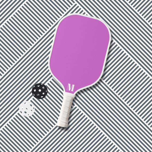 Purple Orchid Funk and White Modern Monogram Pickleball Paddle (Creator Uploaded)