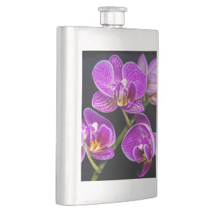Purple orchid hip flask