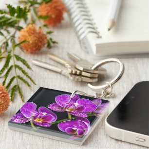Purple orchid key ring
