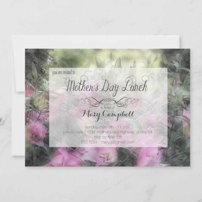 Purple Orchid Mother's Day Lunch Invitation (Front)