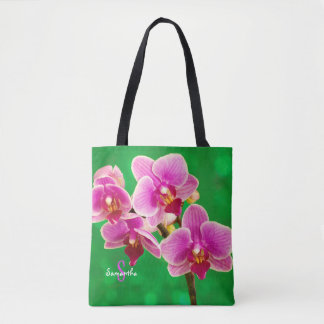 Purple Orchid on Green Tote bag