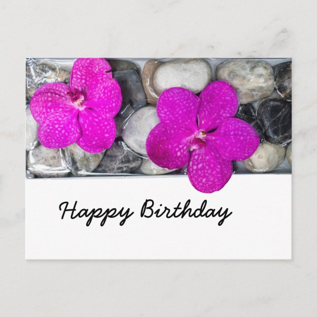 Purple orchid on the rock happy birthday Card (Front)
