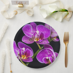 Purple orchid paper plate