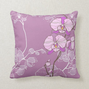 Purple Orchid Pattern Cushion