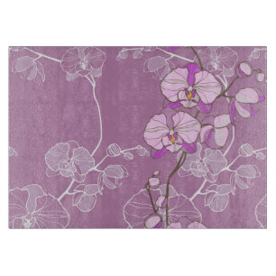 Purple Orchid Pattern Cutting Board