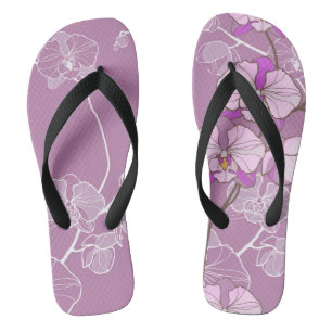 Purple Orchid Pattern Flip Flops