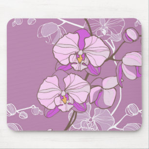 Purple Orchid Pattern Mouse Mat