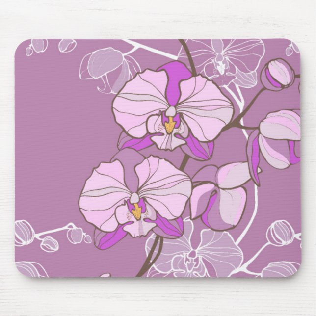 Purple Orchid Pattern Mouse Mat (Front)