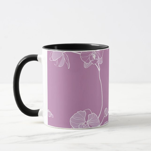 Purple Orchid Pattern Mug (Left)