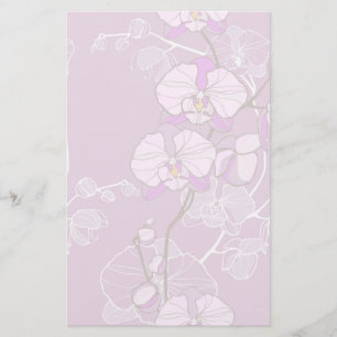 Purple Orchid Pattern Stationery
