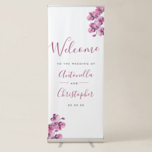 Purple Orchid Personalised Wedding Welcome Retractable Banner