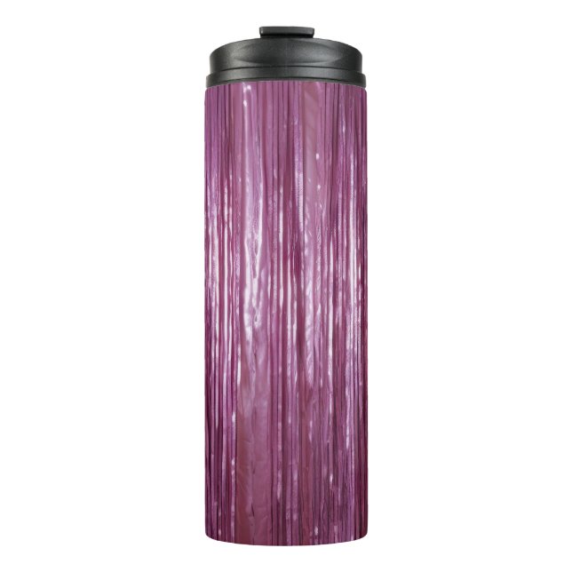 Purple Orchid Pink Tinsel Stripes Thermal Tumbler (Front)