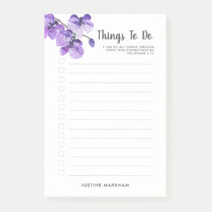 Purple Orchid Scripture Personalised To Do List Post-it Notes