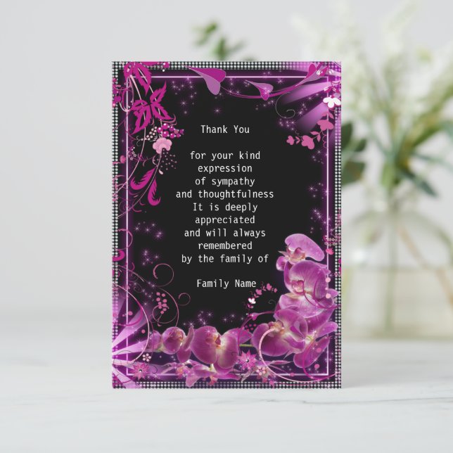 Purple Orchid Thank You Card (Standing Front)
