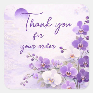 Purple orchid Thank You For your order Square Sticker