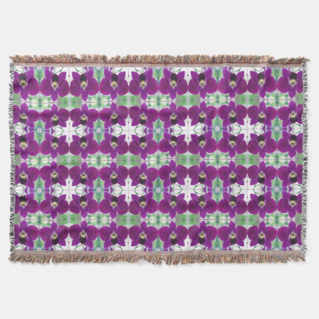 Purple Orchid Throw Blanket (Front)