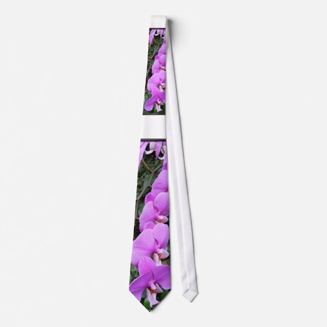 Purple orchid tie, floral photo tie (Front)