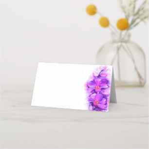 Purple orchid watercolor art guest place cards