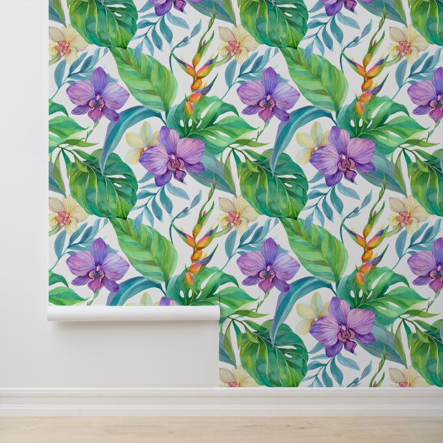 Purple orchid watercolor pattern wallpaper (Application)