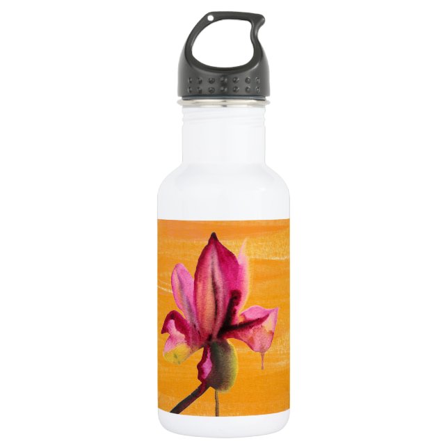 Purple Orchid watercolour orange pop art flower 532 Ml Water Bottle (Front)