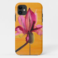 Purple Orchid watercolour orange pop art flower