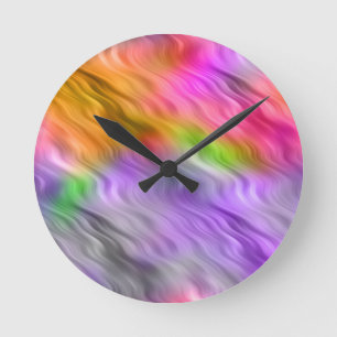 Purple Orchid Wavy Texture Round Clock