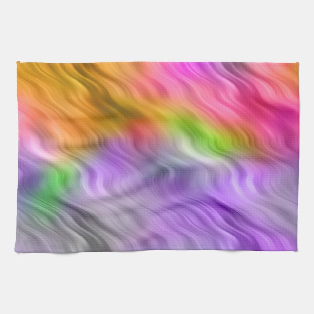 Purple Orchid Wavy Texture Tea Towel (Horizontal)