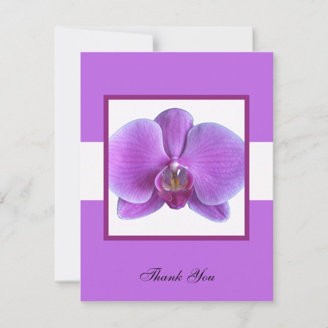 Purple Orchid Wedding Gift Thank You Invitation (Front)