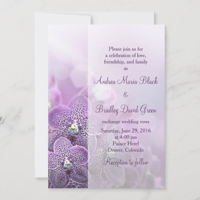 Purple Orchid Wedding Invitation (Front)