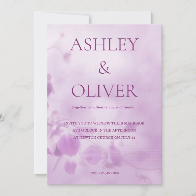 Purple Orchid Wedding Invitation (Front)