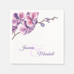 Purple Orchid Wedding Party Napkin